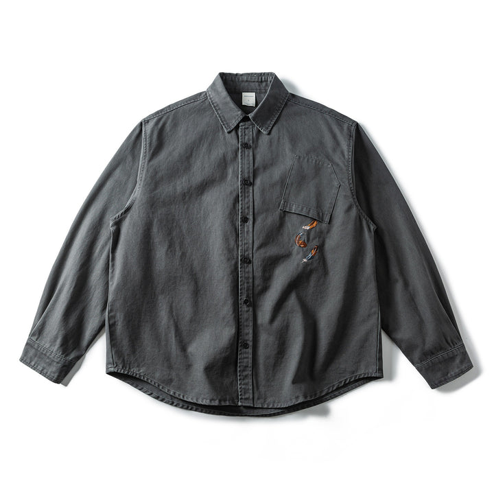 Men's Oversized Cotton Overshirt with Embroidery and Chest Pocket Mune Fashion