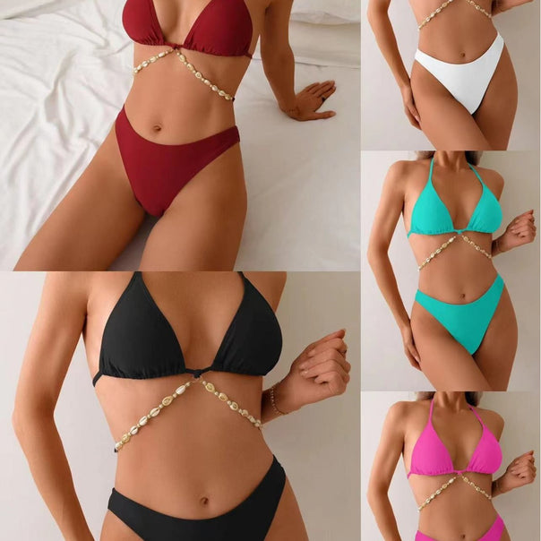 Women Triangle Bikini with Decorative Shell Details Mune Fashion