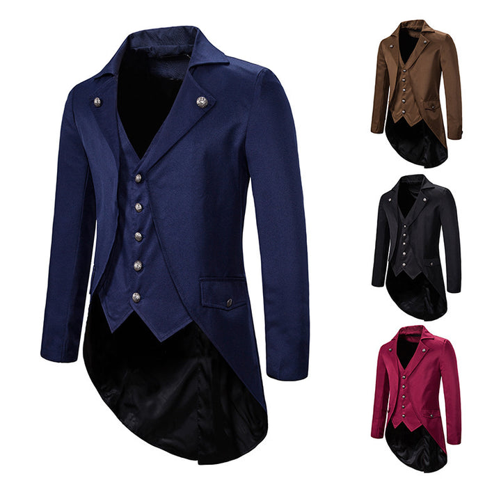 Men's Victorian Tailcoat with Integrated Waistcoat and Swallowtail Mune Fashion