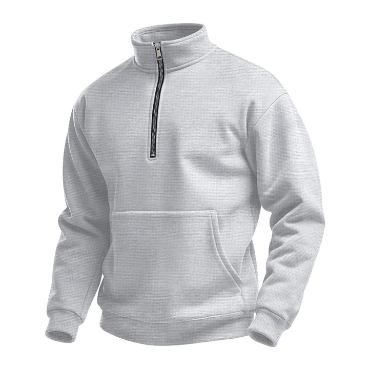 Unisex nan comfortable half-zip pullover with kangaroo pocket and stand-up collar made of structured fleece Mune Fashion