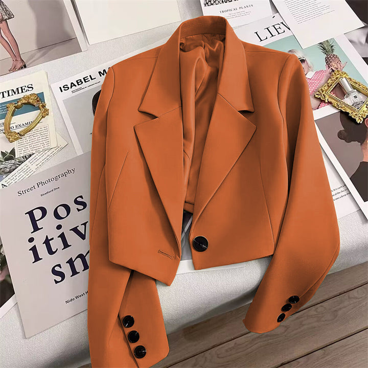 Women Cropped Blazer with Shawl Collar Mune Fashion