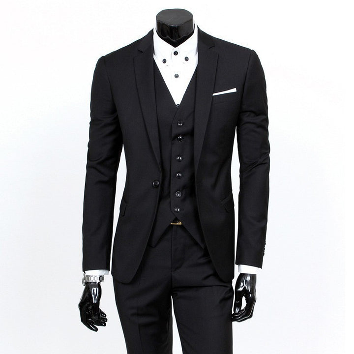 Men's slim three-piece business suit with waistcoat Mune Fashion