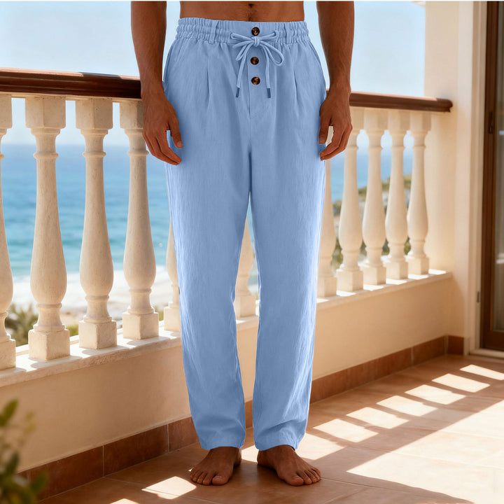Men's nano lightweight lounge pants with elastic drawstring waistband, drawstring and decorative button placket Mune Fashion