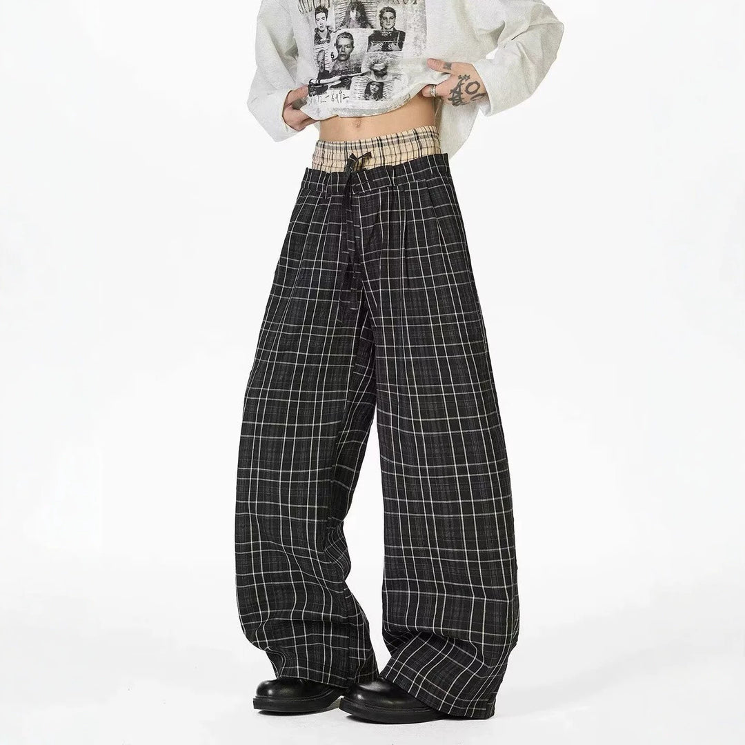 Women's Casual Checkered Carrot Pants Mune Fashion