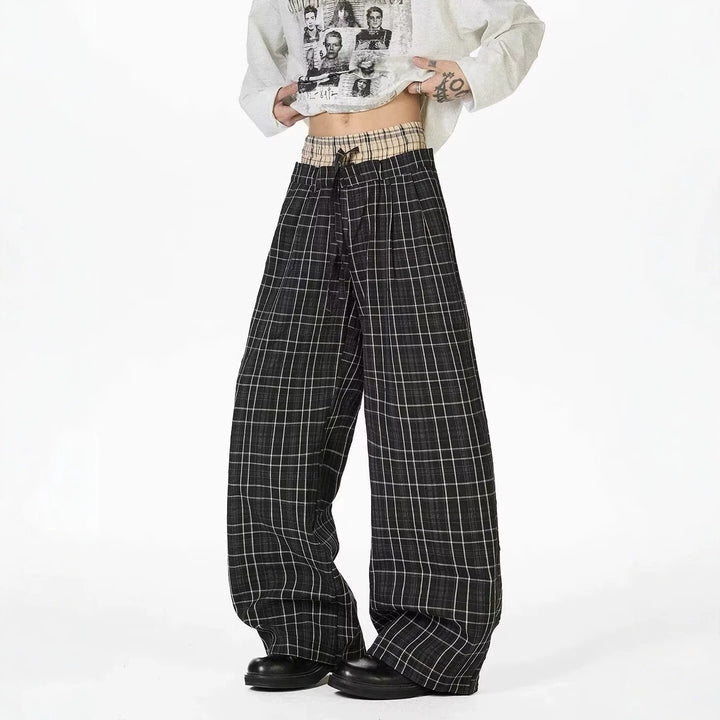 Women's Casual Checkered Carrot Pants Mune Fashion
