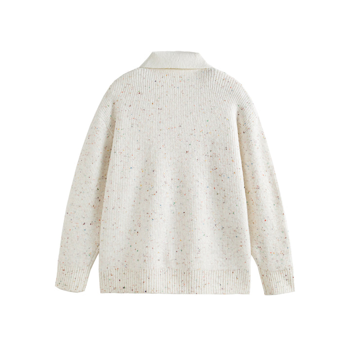 Women's knit polo shirt with speckle pattern, ribbed texture and button placket Mune Fashion