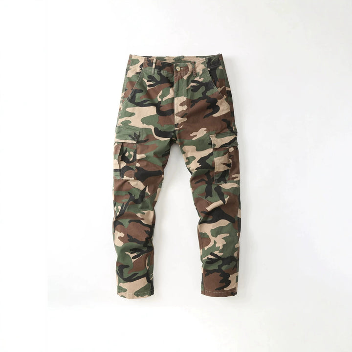 Men's cargo pants with camouflage pattern and multiple utility pockets Mune Fashion