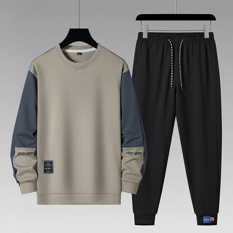 Men's sporty tracksuit set with contrast sleeves, elastic waistband, and breathable sweatshirt Mune Fashion