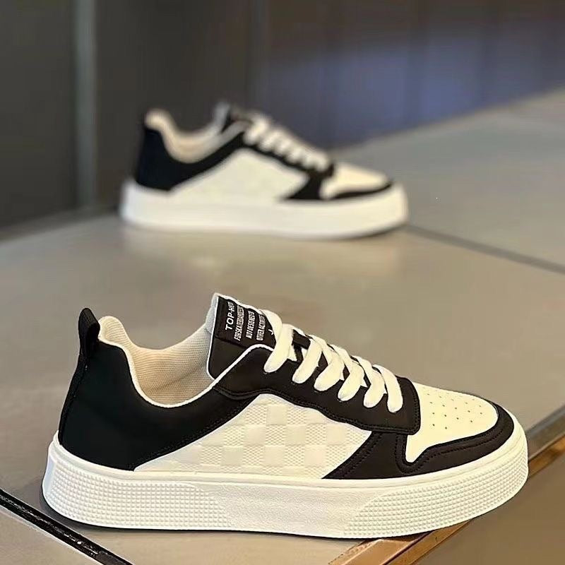 Women's Stylish Sneakers made of Synthetic Leather with Trendy Checkered Pattern Mune Fashion