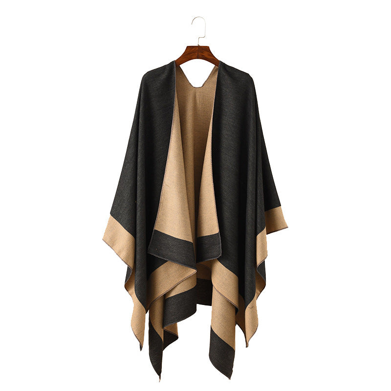Women's Reversible Poncho made of fine Cashmere Blend Mune Fashion