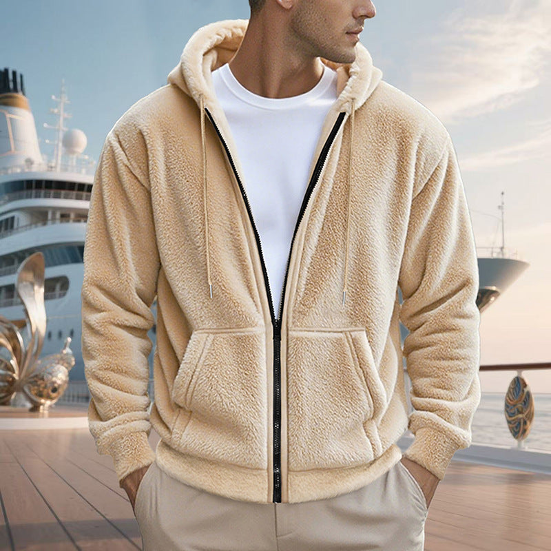 Men's Teddy Fleece Hooded Jacket with Full Zip and Kangaroo Pockets Mune Fashion