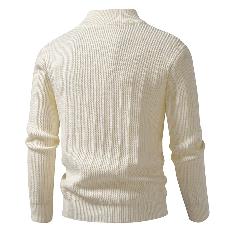 Men's fine-structured half-zip pullover with stand-up collar, ribbed textured knit and slim fit Mune Fashion