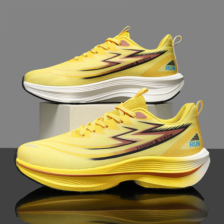 Unisex cushioned road running sneakers with double-layer comfort midsole and reflective design stripes Mune Fashion