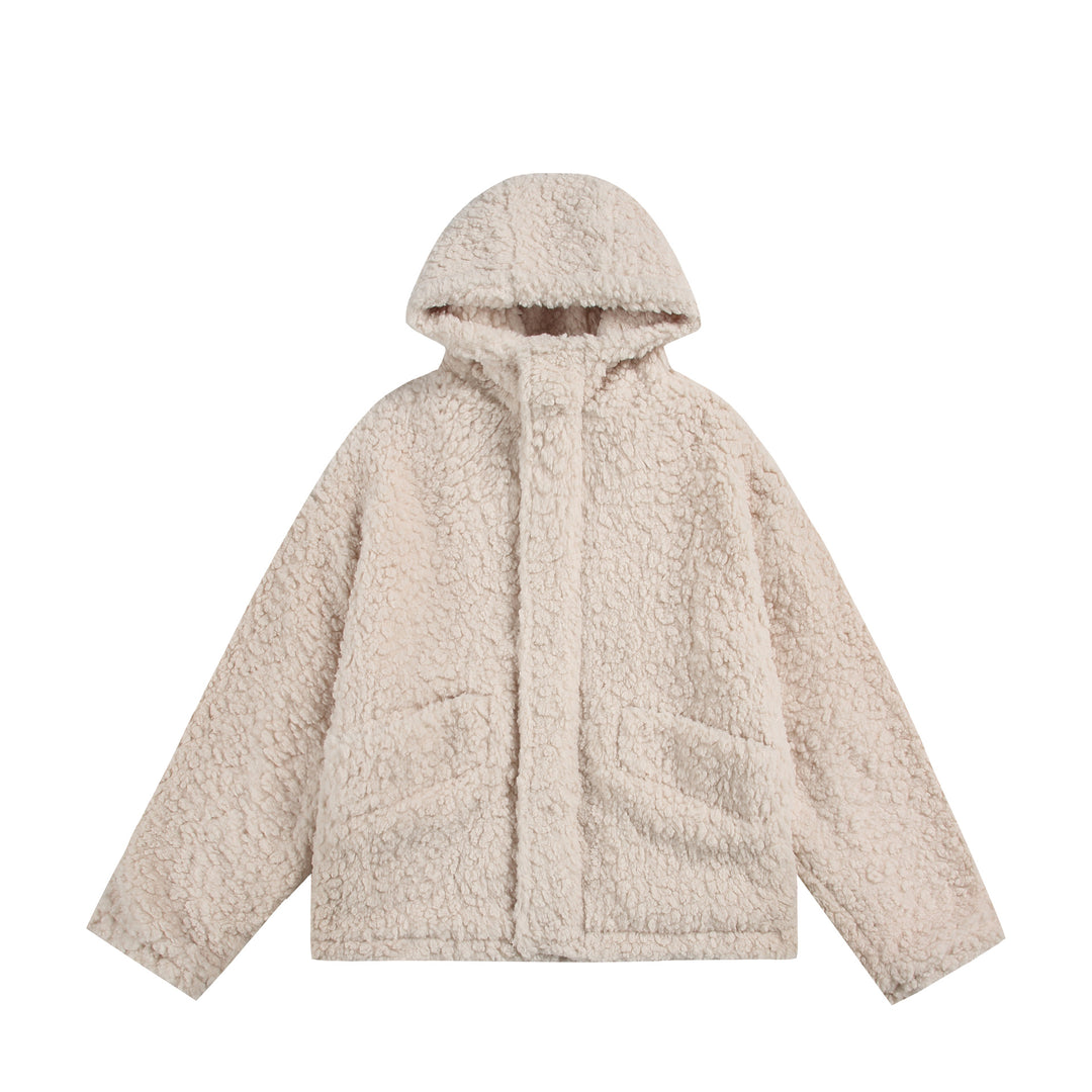 Women's Oversize Sherpa Hoodie with Concealed Front Flap and Patch Pockets Mune Fashion