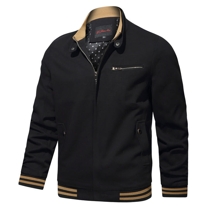 Men's nano urban blouson with contrast-trimmed stand-up collar, striped ribbed cuffs, and chest zip pocket Mune Fashion