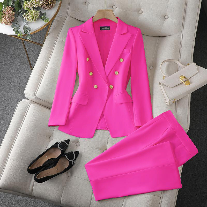 Women Elegant Double-Breasted Blazer Set Mune Fashion