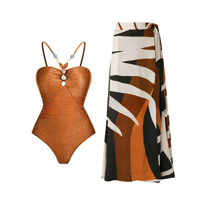 Women's One-Piece Swimsuit with Fashionable Jewelry Details Mune Fashion