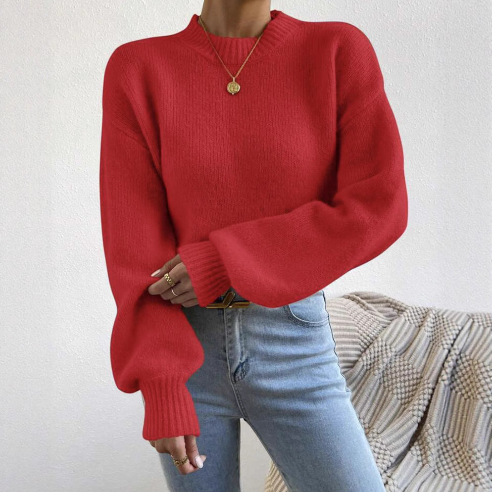 Women’s Oversized Fine Knit Sweater with Suggested Mohair Effect and Extended Ribbed Cuffs Mune Fashion