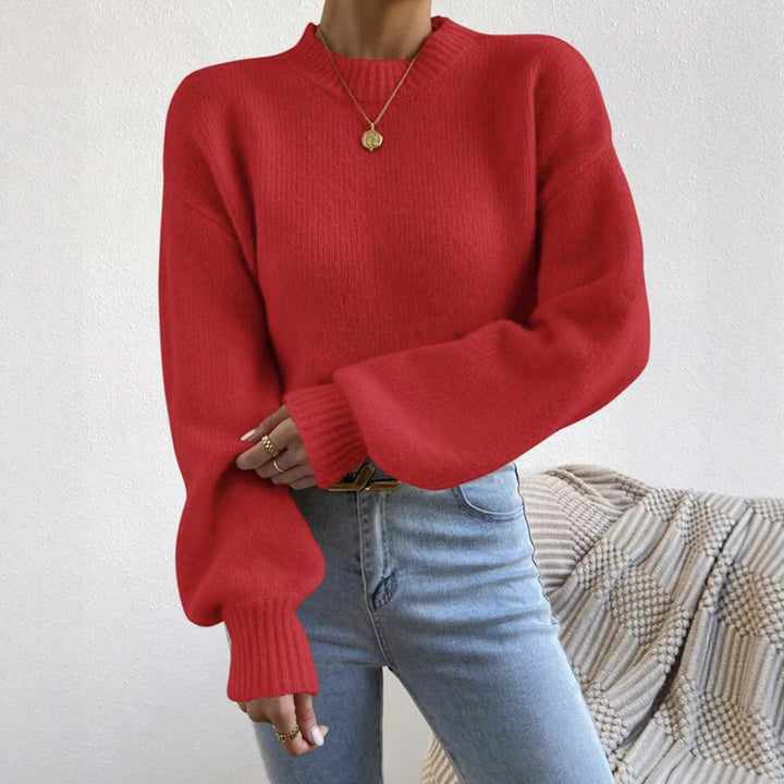 Women’s Oversized Fine Knit Sweater with Suggested Mohair Effect and Extended Ribbed Cuffs Mune Fashion