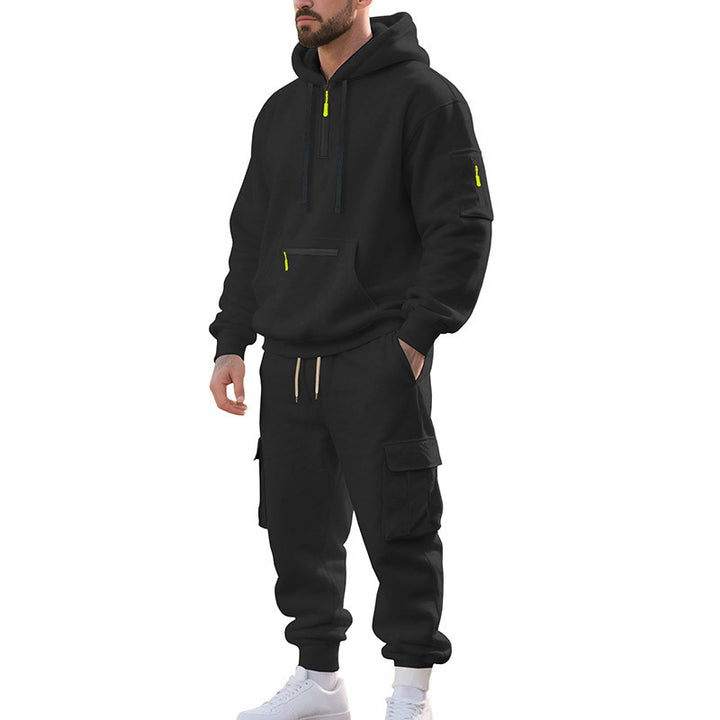 Men's Two-Piece Performance Tracksuit with Hooded Hoodie, Water-Repellent Zippers and Cargo Jogger Mune Fashion