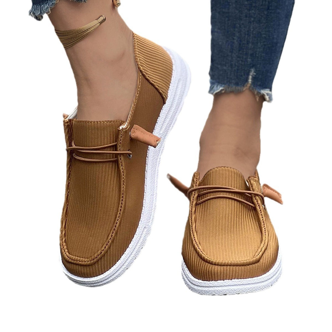 Women's casual Slip-On sneaker shoes with ribbed textile upper material and elastic lacing Mune Fashion