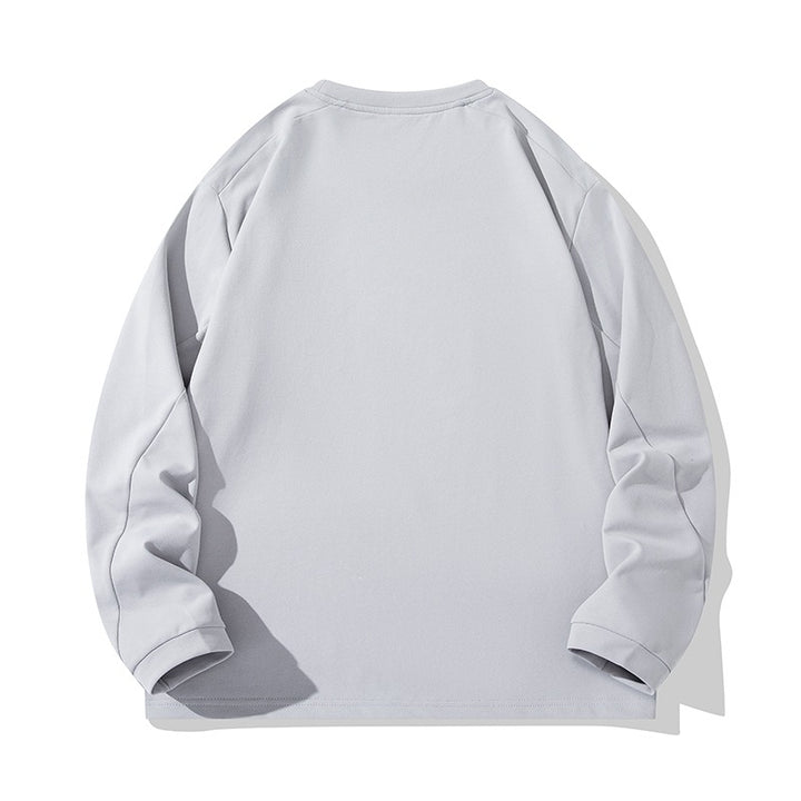 Unisex Oversize Long Sleeve Sweatshirt with Chest Zipper Pocket and Crew Neck Mune Fashion