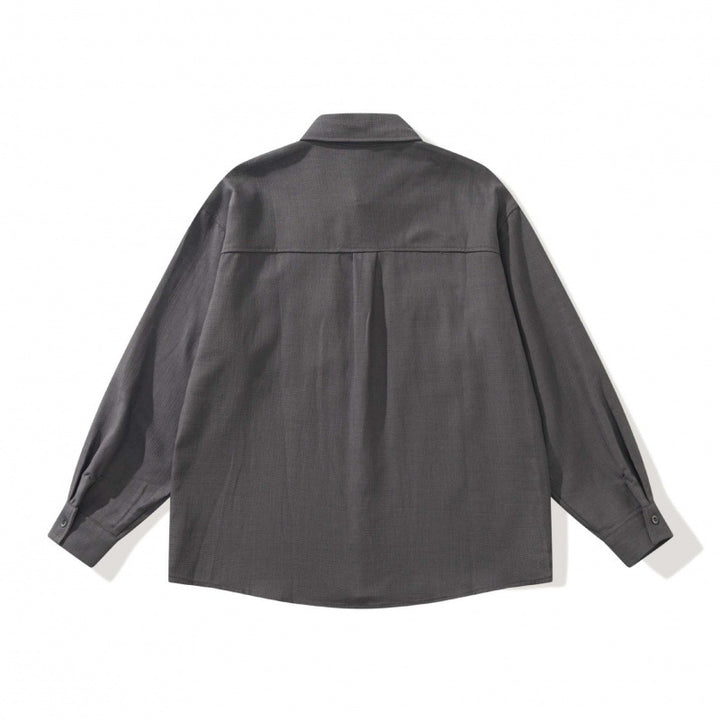Unisex Boxy Overshirt Jacket in Utility Style with Patch Flap Pockets and Shirt Collar Mune Fashion