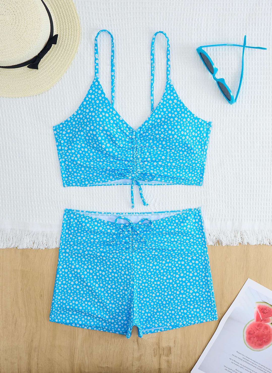Women's bikini with floral ruffle design and adjustable straps Mune Fashion