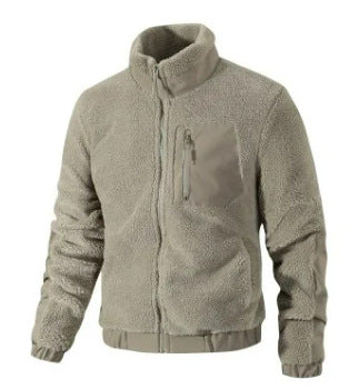 Men's Cozy Fleece Jacket with Stand-up Collar Mune Fashion