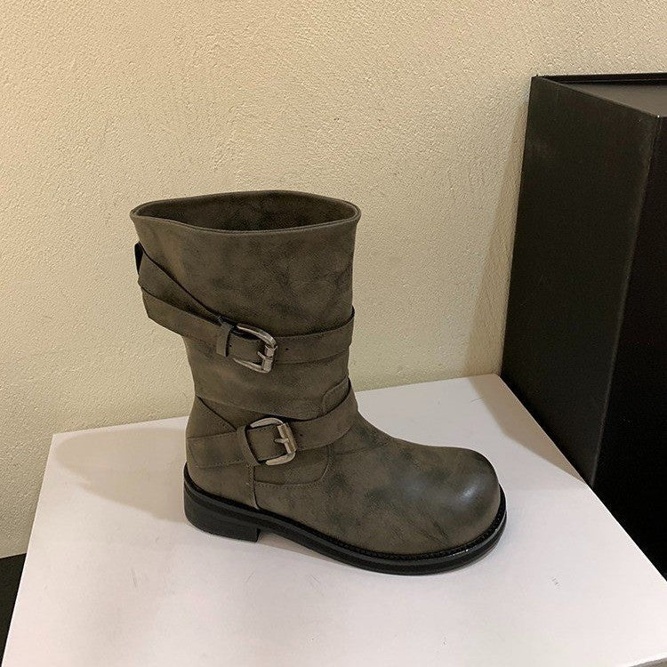 Women Stylish Ankle Boots with Buckle Details Mune Fashion