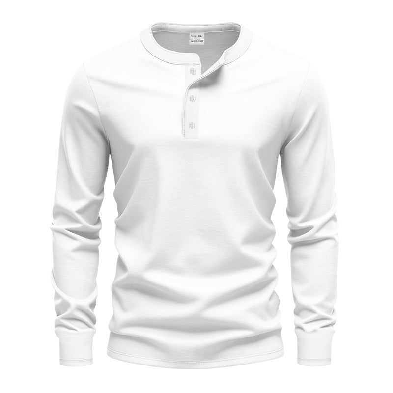 Men's fitted long sleeve Henley shirt with stand-up collar, fine cotton stretch and ribbed cuffs Mune Fashion