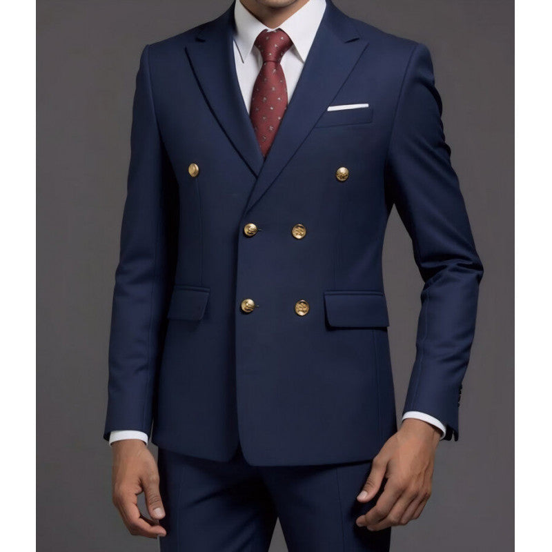 Men's double-breasted tailored suit with gold buttons Mune Fashion