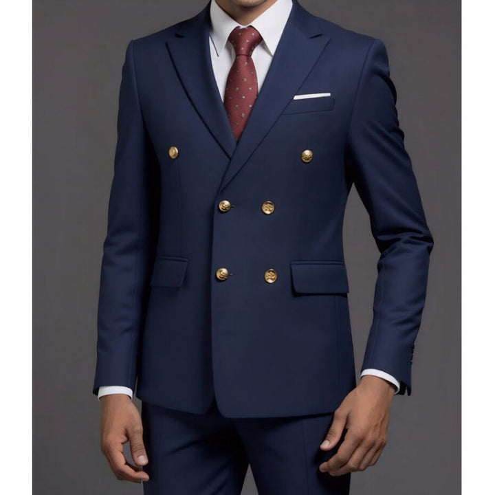Men's double-breasted tailored suit with gold buttons Mune Fashion
