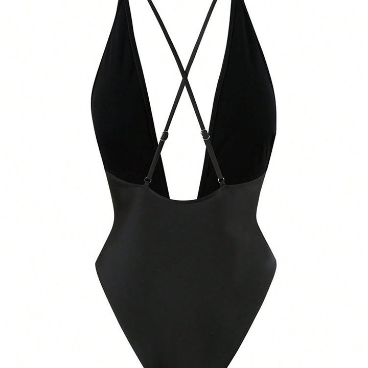 Ladies Elegant One-Piece Swimsuit with Refined V-Neck and Adjustable Straps Mune Fashion