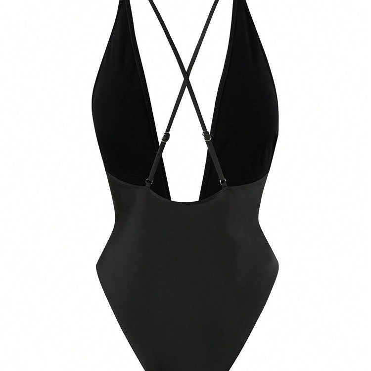Ladies Elegant One-Piece Swimsuit with Refined V-Neck and Adjustable Straps Mune Fashion
