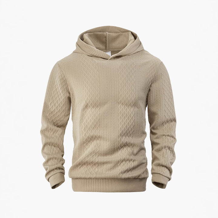 Men's structured funnel neck pullover with hood and honeycomb jacquard Mune Fashion