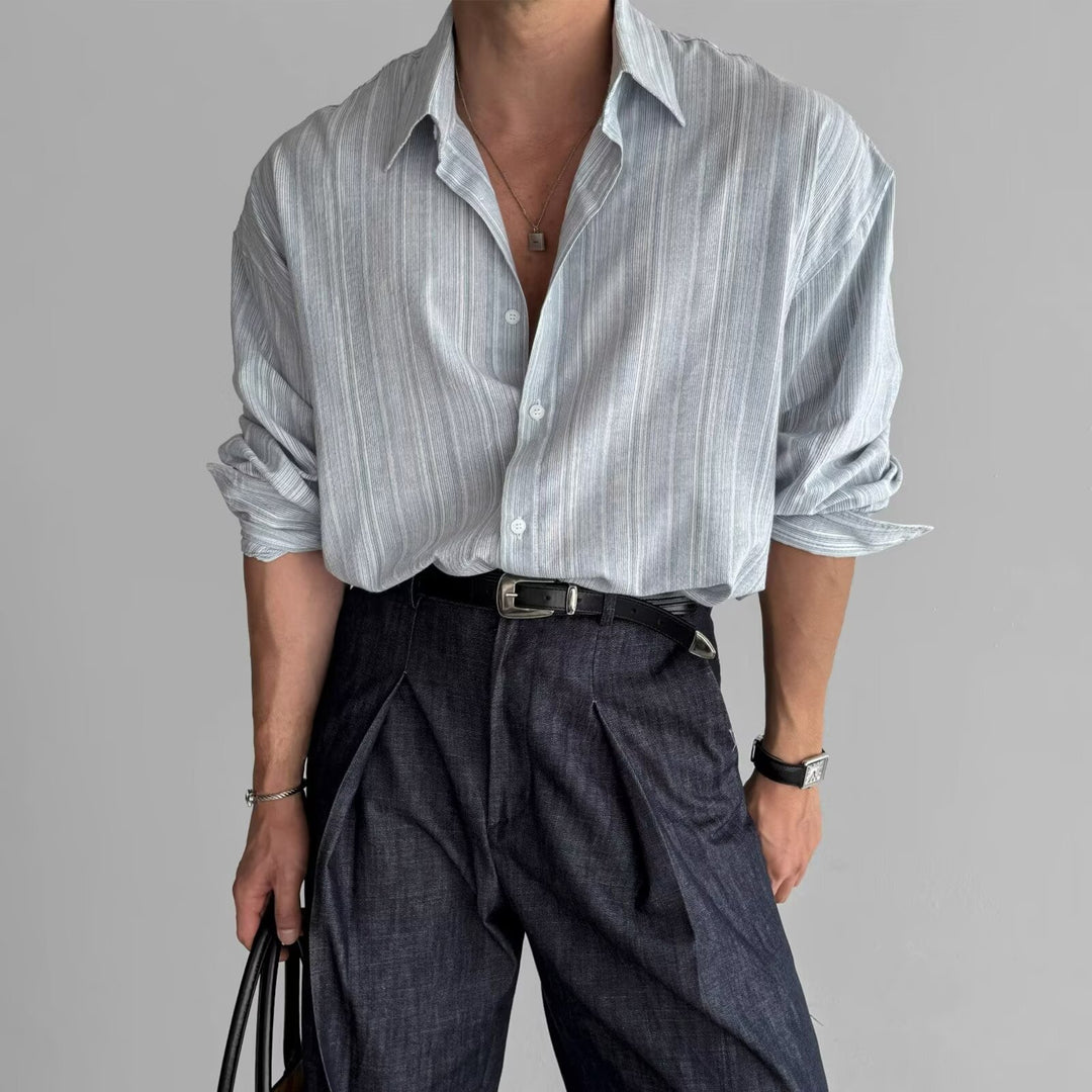 Men's Elegant Shirt with Vertical Stripes Mune Fashion