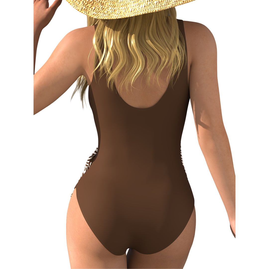 Women's One-Piece Swimsuit with Wrap Design and Animal Print Mune Fashion
