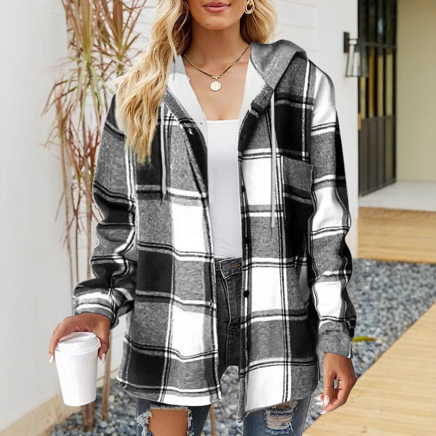 Women Oversized Hoodie with Snap Button Placket and Contrast Trim Mune Fashion