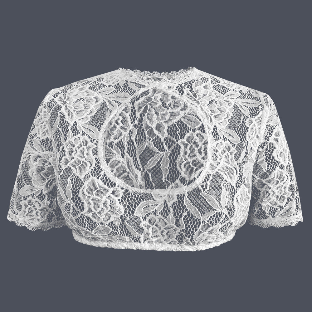 Ladies nan lace bolero with high collar and short sleeves Mune Fashion