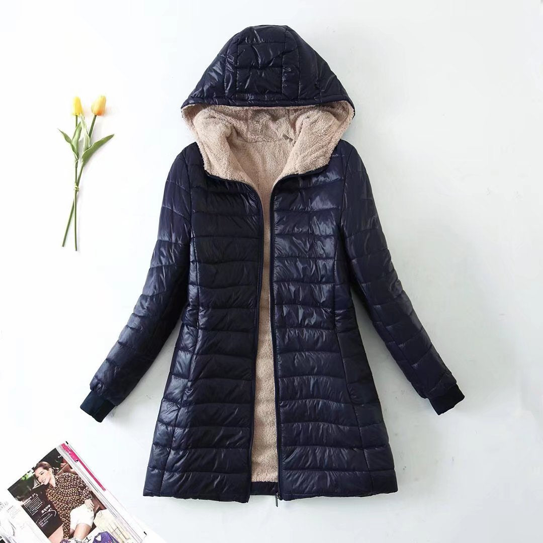 Women Tailored Quilted Coat with Teddy Lining and Hood Mune Fashion