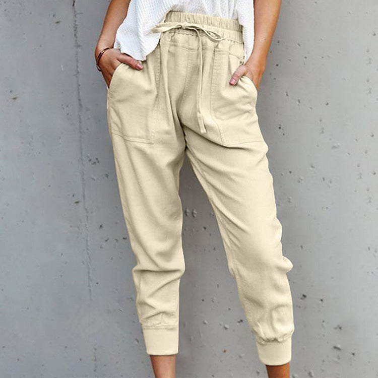 Women's jogging pants with elastic waistband, drawstring and leg cuffs Mune Fashion