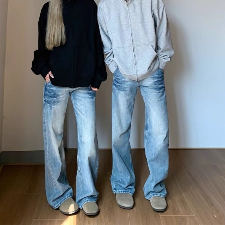 Women Casual Wide Cut Jeans Mune Fashion