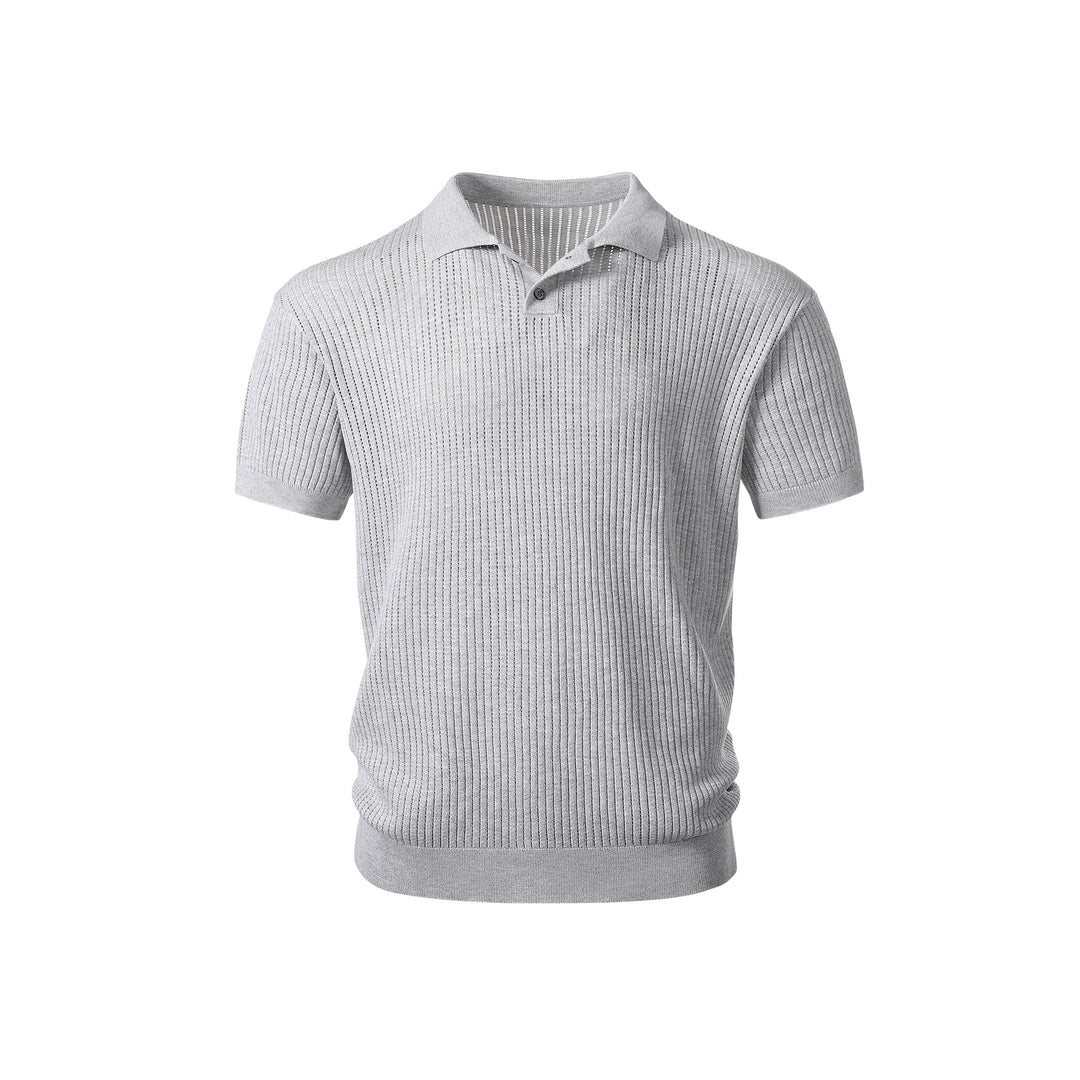 Herren Kurzarm-Feinstrick-Poloshirt mit Strukturstrick und luftiger Perforation Mune Fashion