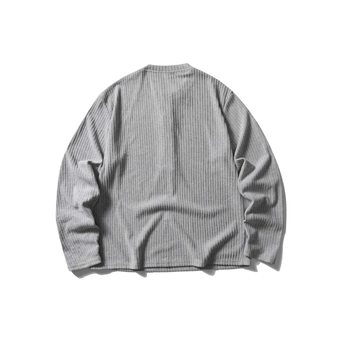 Unisex Ribbed Henley Sweater with Round Neck and Continuous Button Placket Mune Fashion