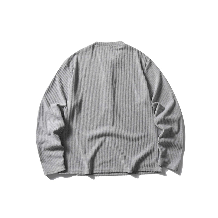 Unisex Ribbed Henley Sweater with Round Neck and Continuous Button Placket Mune Fashion
