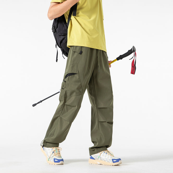 Men's Oversized Cargo Pants with Drawstring Waist, Multifunctional Flap and Leg Pockets, and Adjustable Cord Endings Mune Fashion