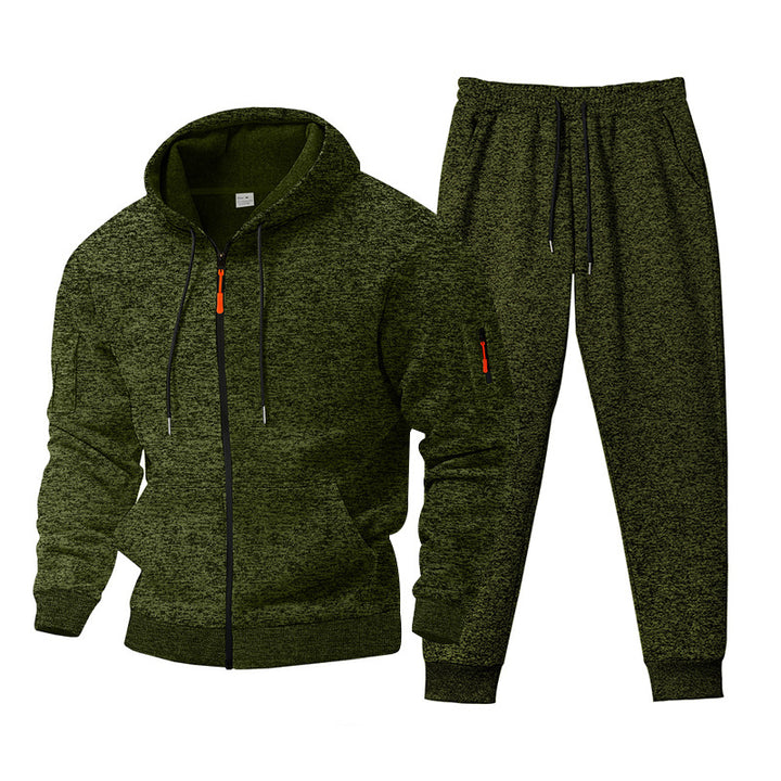 Men's marled hoodie sweat set with full zip, zip arm pocket, and drawstring joggers Mune Fashion