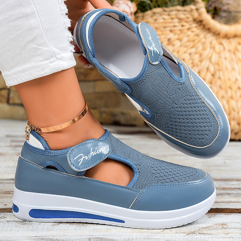 Women's ergonomic Mary Jane slip-on sneakers made of 3D knit with Velcro and shock-absorbing platform sole Mune Fashion