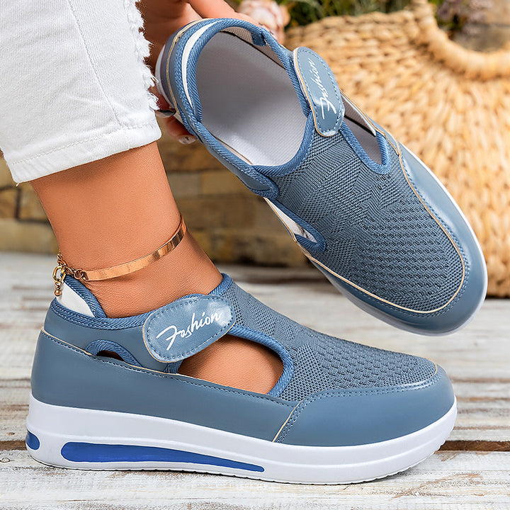 Women's ergonomic Mary Jane slip-on sneakers made of 3D knit with Velcro and shock-absorbing platform sole Mune Fashion